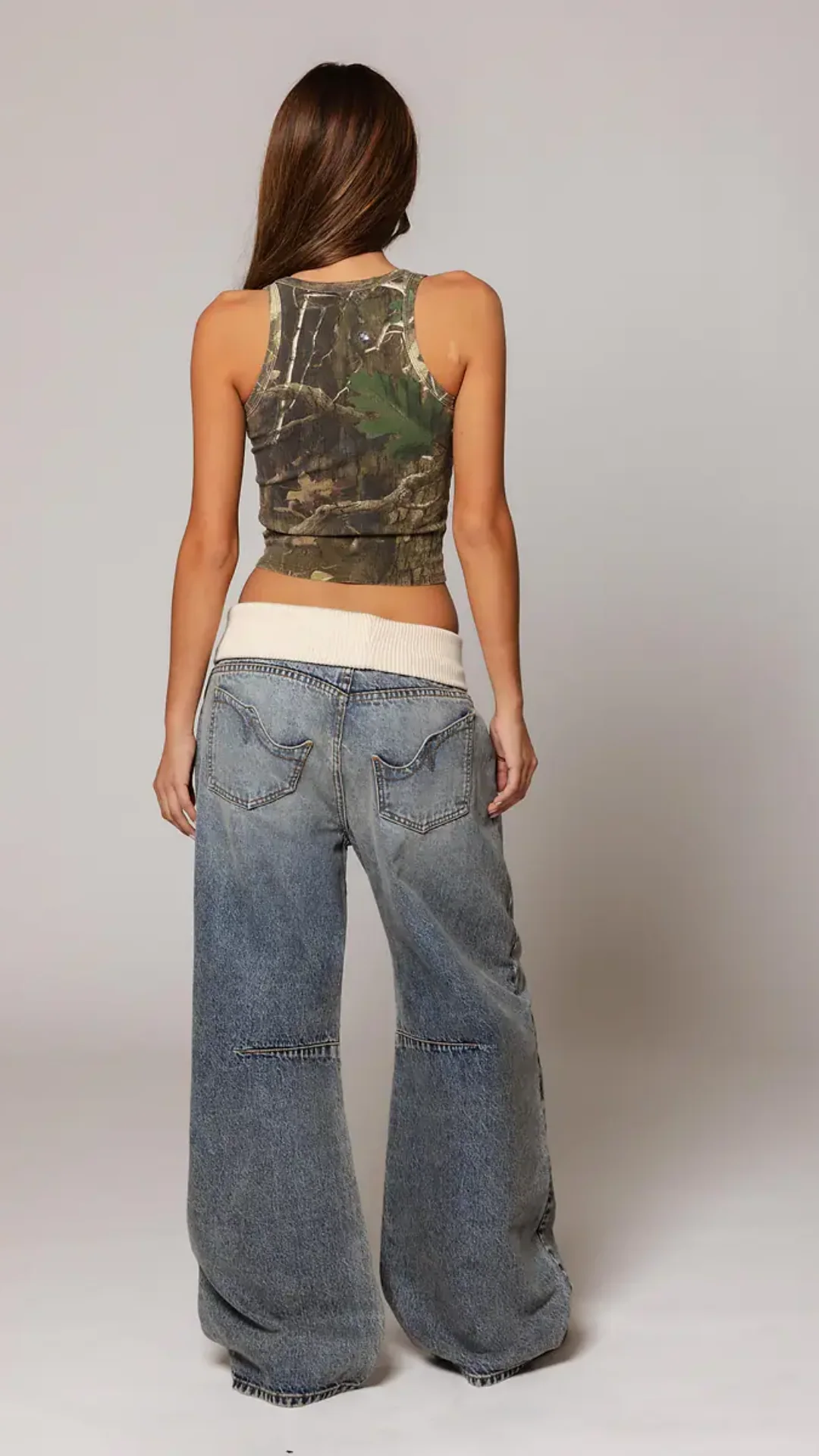 Vintage Blue Fold-Over Jeans