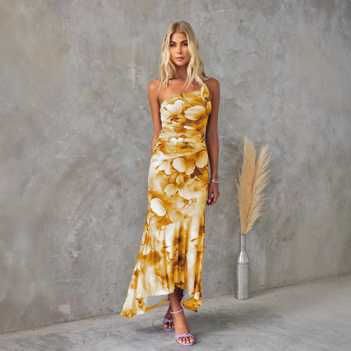 Bloom Radiance One-Shoulder Dress
